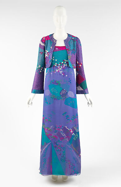 Evening ensemble, Hanae Mori (French, 1977–2004), silk, Japanese