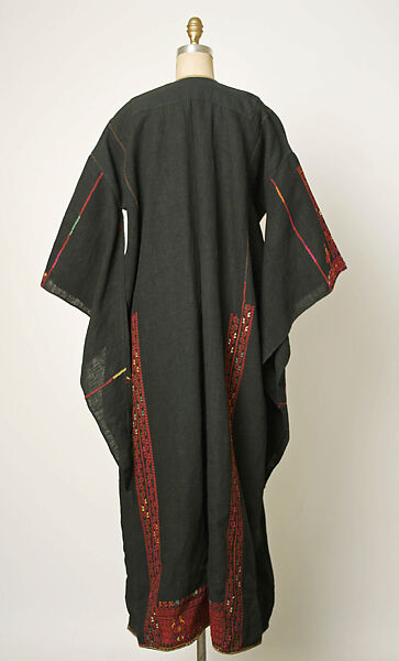 Dress, Linen, silk, cotton; hand woven, embroidered