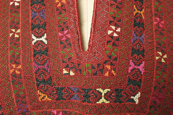 Dress, Linen, silk, cotton; hand woven, embroidered