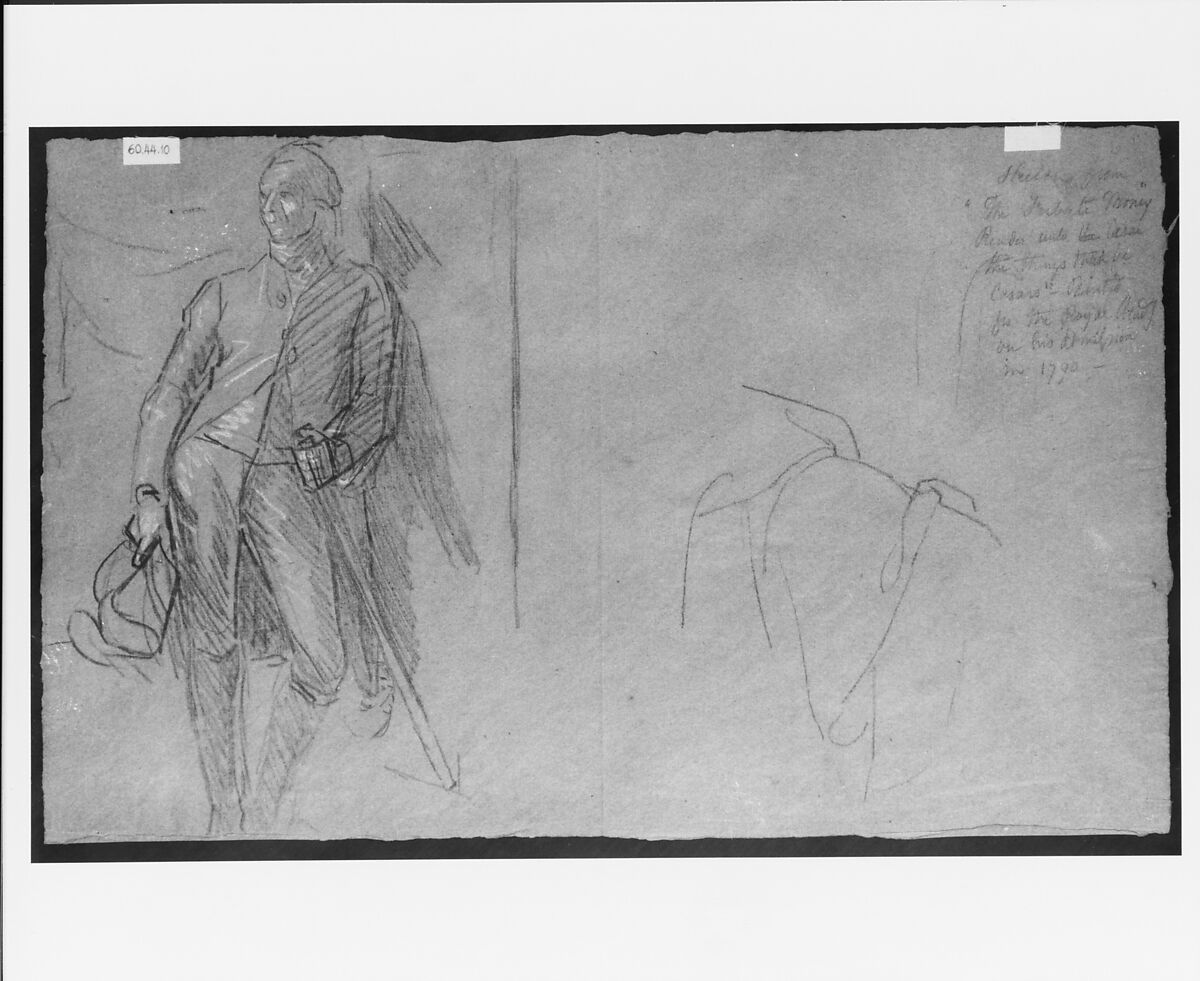 Study for "Elkanah Watson", John Singleton Copley (American, Boston, Massachusetts 1738–1815 London), Black chalk and white-chalk heightening on blue laid paper, American