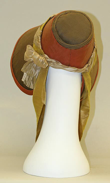 Poke bonnet, silk, American