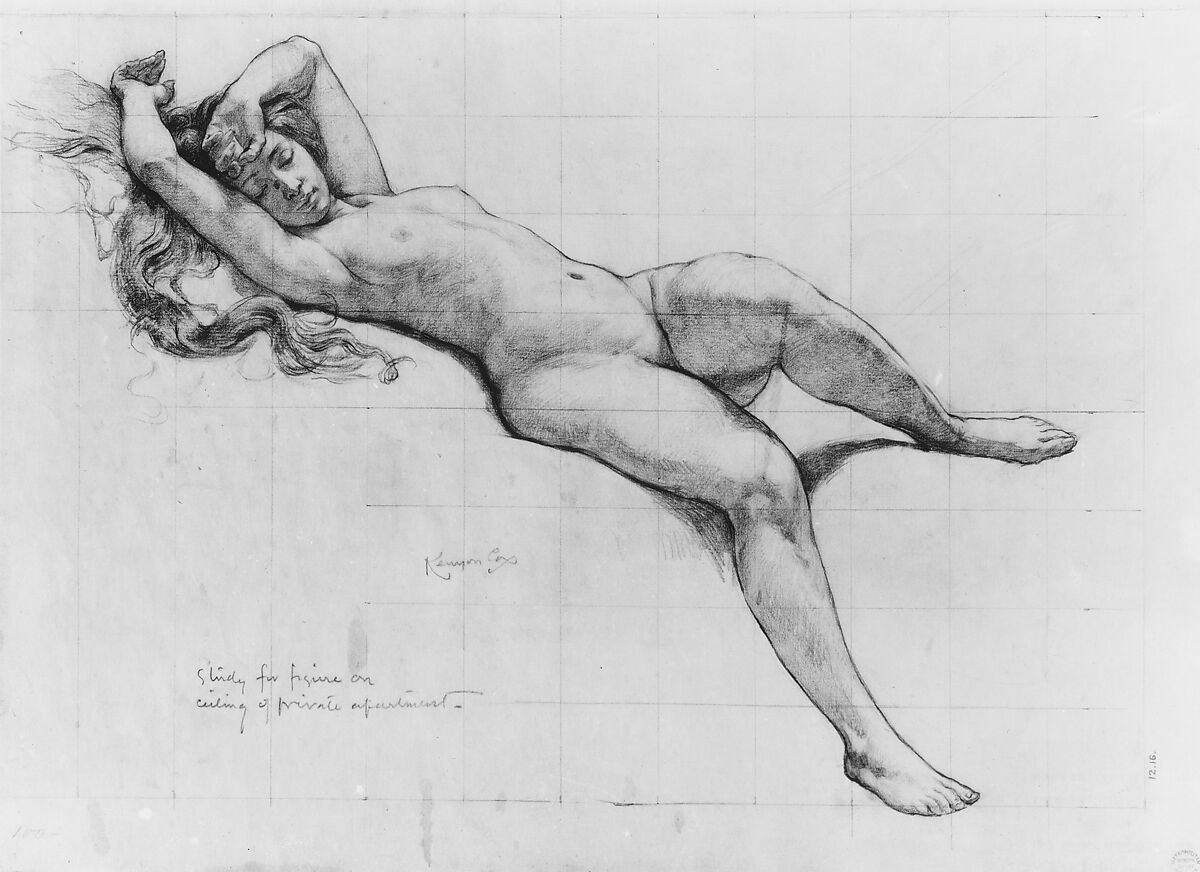 Study for Ceiling Decoration, Kenyon Cox (American, Warren, Ohio 1856–1919 New York), Graphite on off-white laid paper for transfer, American 