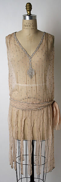 Evening dress, Attributed to Edward Molyneux (French (born England), London 1891–1974 Monte Carlo), silk, rhinestones, French 