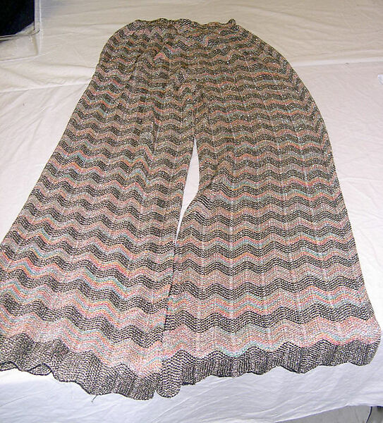 Evening ensemble, Missoni (Italian, founded 1953), synthetic fiber, lurex, silk, plastic (acrylic), Italian