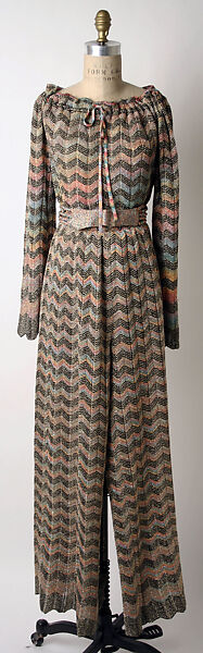 Evening ensemble, Missoni (Italian, founded 1953), synthetic fiber, lurex, silk, plastic (acrylic), Italian