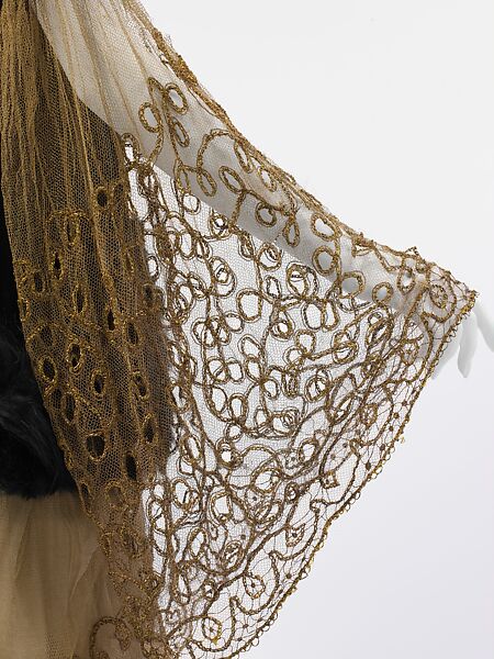 Evening ensemble, Paul Poiret (French, Paris 1879–1944 Paris), cotton, fur, metallic thread, silk, French