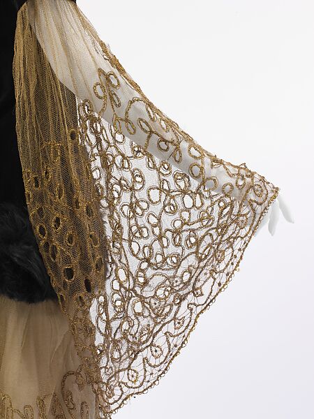 Evening ensemble, Paul Poiret (French, Paris 1879–1944 Paris), cotton, fur, metallic thread, silk, French