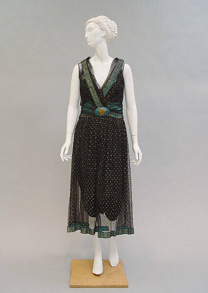 Evening dress, Paul Poiret (French, Paris 1879–1944 Paris), silk, metal, plastic, French 