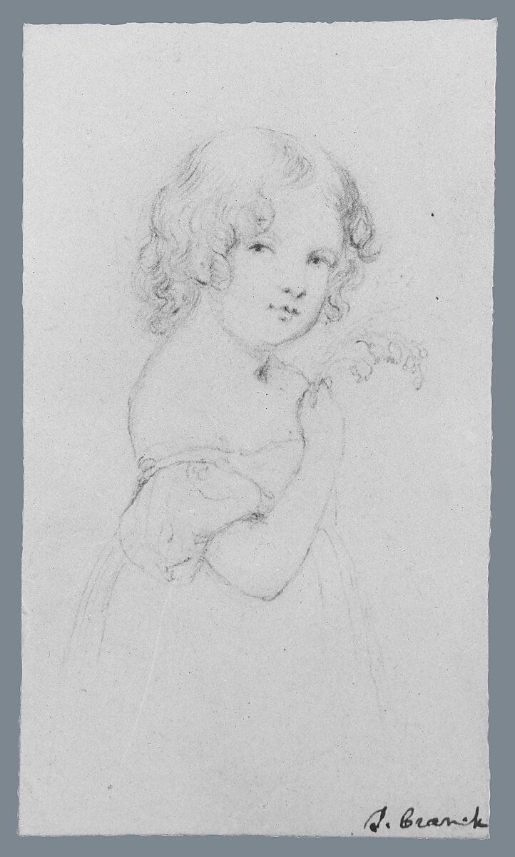 Child (from McGuire Scrapbook), John Cranch (1807–1891), Graphite on off-white wove paper, mounted on embossed blue paper, American