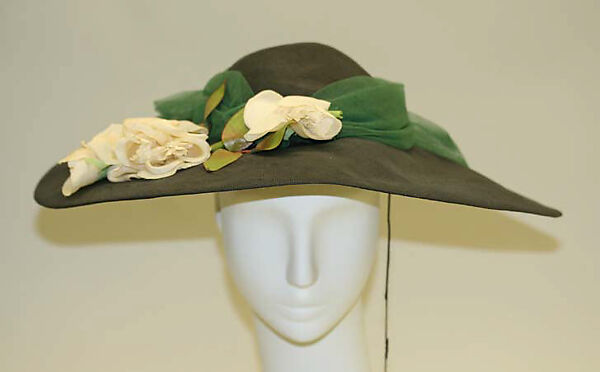 Hat, House of Patou (French, founded 1914), straw, silk, American 