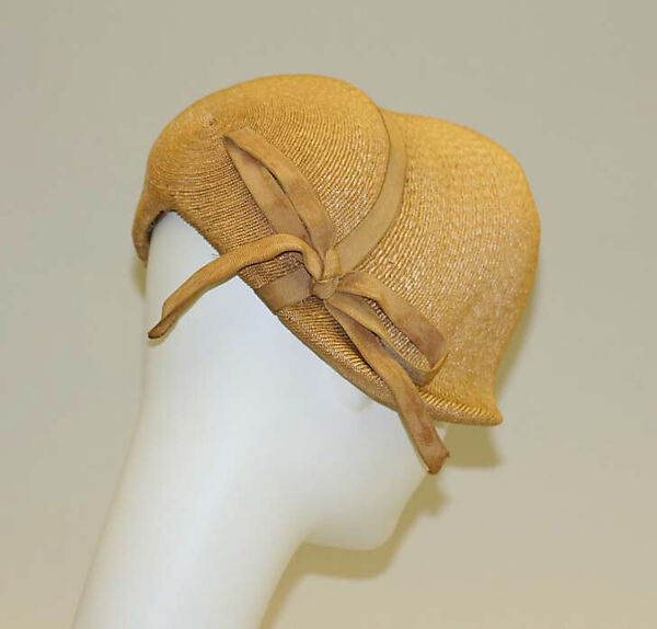 Bonnet, House of Patou (French, founded 1914), straw, silk, French