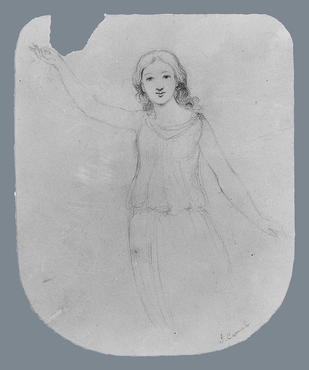 A Girl (from McGuire Scrapbook), John Cranch (1807–1891), Graphite on off-white wove paper, American
