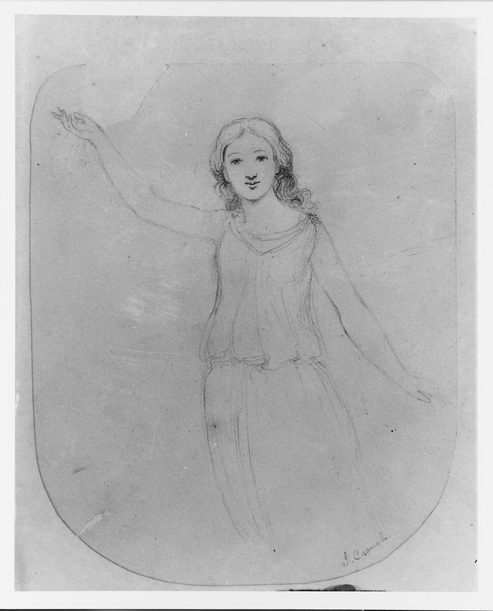 A Girl (from McGuire Scrapbook), John Cranch (1807–1891), Graphite on off-white wove paper, American 