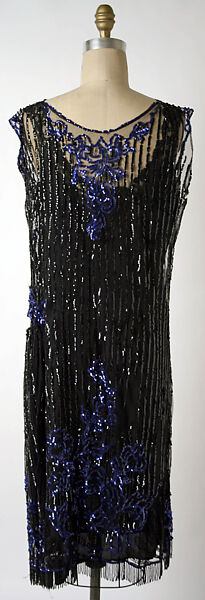 Evening dress, House of Patou (French, founded 1914), cotton, plastic, glass, polyester, French