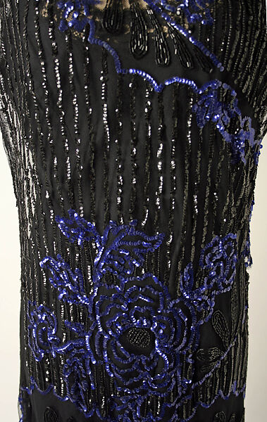 Evening dress, House of Patou (French, founded 1914), cotton, plastic, glass, polyester, French