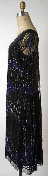Evening dress, House of Patou (French, founded 1914), cotton, plastic, glass, polyester, French