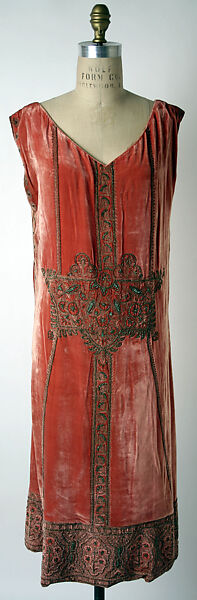 Evening dress, House of Patou (French, founded 1914), silk, metallic thread, metal beads, French 