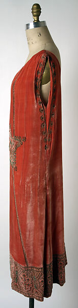 Evening dress, House of Patou (French, founded 1914), silk, metallic thread, metal beads, French