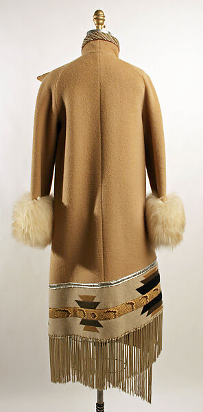 Coat, Henri Bendel (American, founded 1895), wool, leather, American