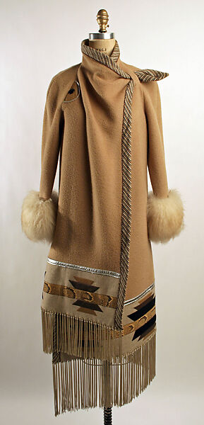 Coat, Henri Bendel (American, founded 1895), wool, leather, American 