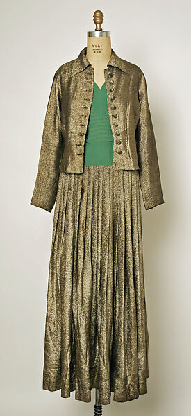 Evening suit, Robert Piguet (French, born Switzerland, 1901–1953), silk, metallic thread, French 