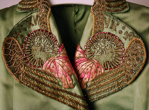 Evening jacket, Elsa Schiaparelli (Italian, 1890–1973), silk, metallic thread, glass, French