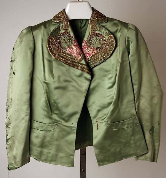 Evening jacket, Elsa Schiaparelli (Italian, 1890–1973), silk, metallic thread, glass, French 