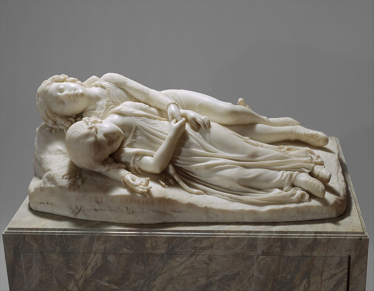 The Babes in the Wood, Thomas Crawford (American, New York 1813?–1857 London), Marble, American 