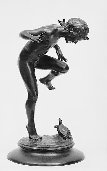 Boy and Turtle, Henri Crenier (American (born France), Paris 1873–1948 New York), Bronze, American