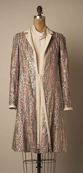 Evening ensemble, House of Chanel (French, founded 1910), a) silk, plastic; b,c) silk, French 