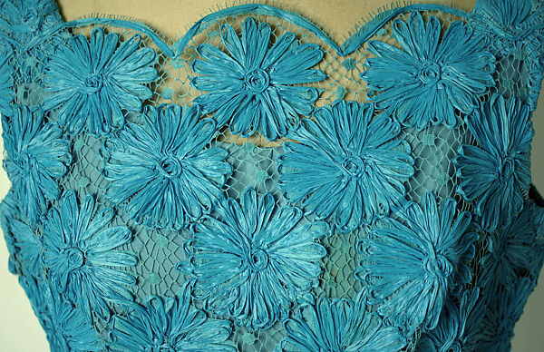 Evening dress, Arnold Scaasi (American, born Montreal, Canada, 1931–2015), cotton, straw, silk, American