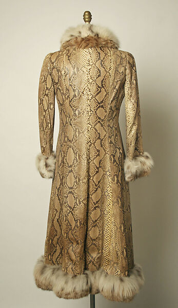 Coat, Arnold Scaasi (American, born Montreal, Canada, 1931–2015), fur, snakeskin, American