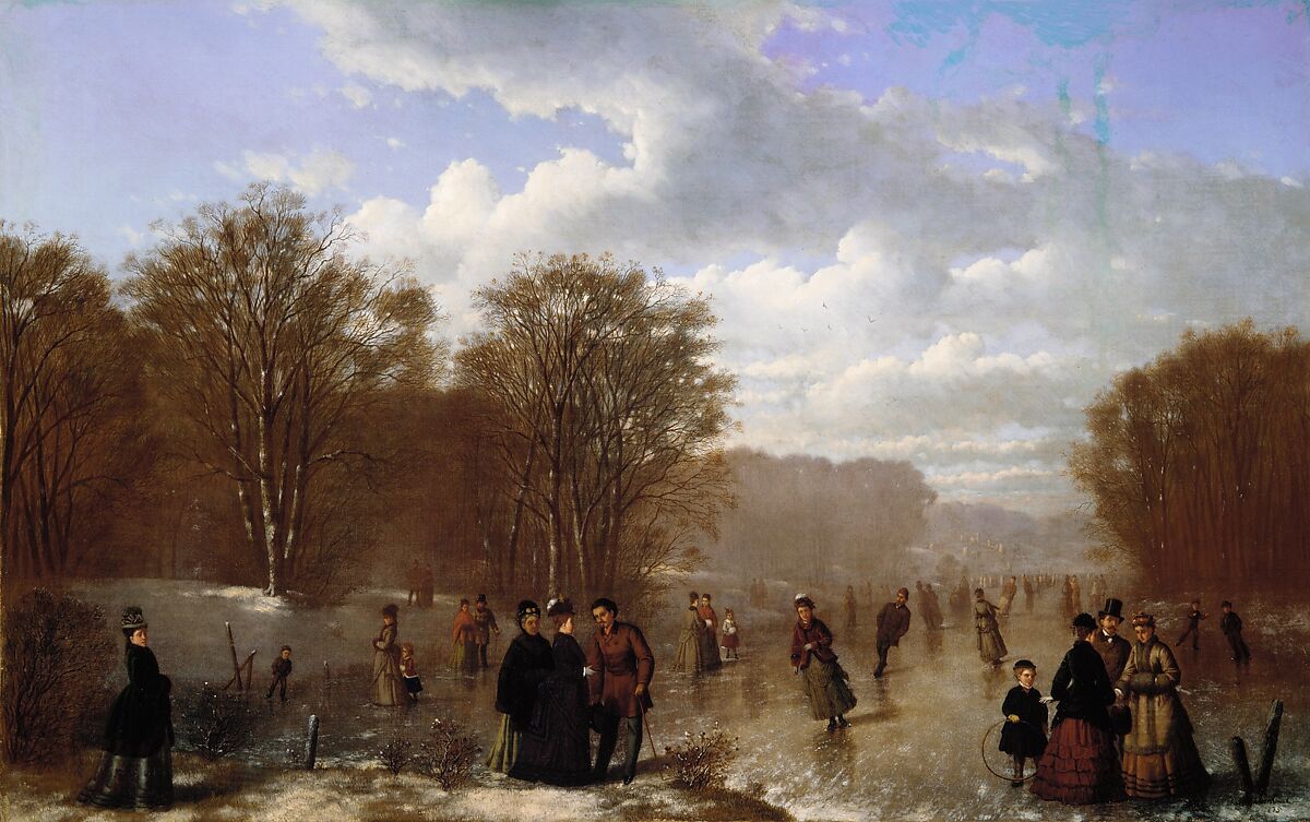 Skating on the Wissahickon, Johan Mengels Culverhouse (1820–ca. 1891), Oil on canvas, American 