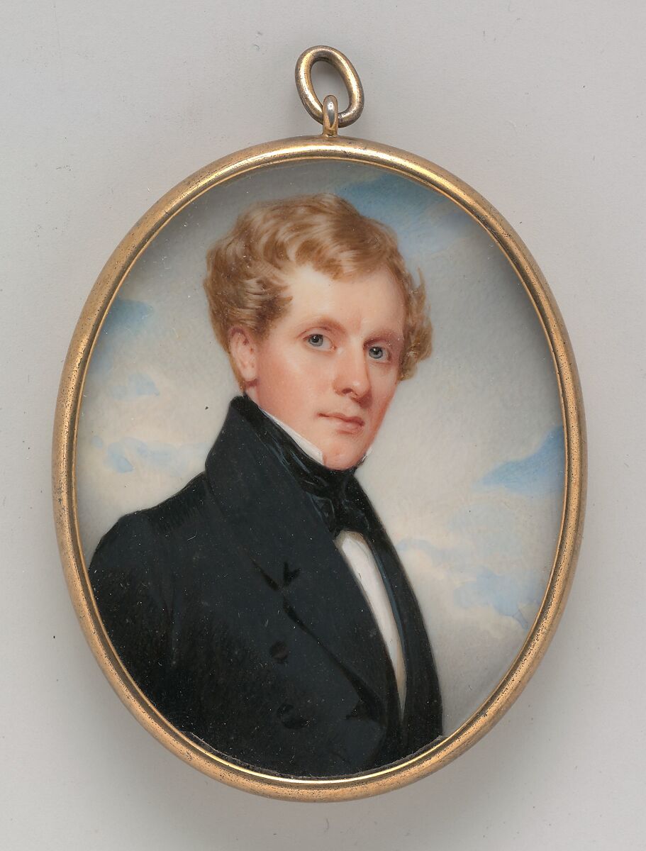 Portrait of a Gentleman, Thomas Seir Cummings (American (born England), Bath 1804–1894 Hackensack, New Jersey), Watercolor on ivory, American 