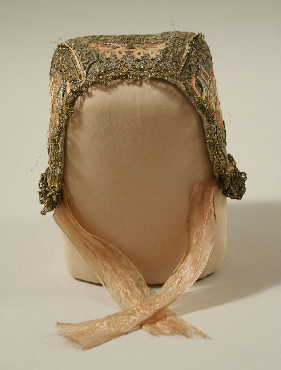 Cap, metallic, silk, French 