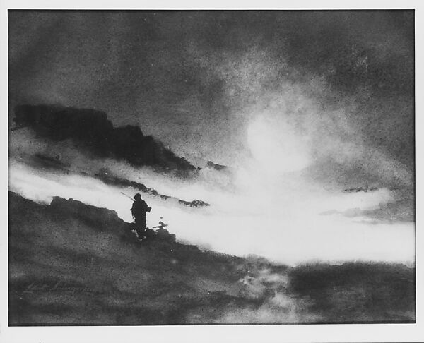 Moon Rising over Fog Clouds, Elliott Daingerfield (American, Harpers Ferry, West Virginia 1859–1932), Watercolor on off-white wove paper, American