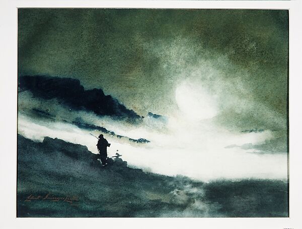 Moon Rising over Fog Clouds, Elliott Daingerfield (American, Harpers Ferry, West Virginia 1859–1932), Watercolor on off-white wove paper, American