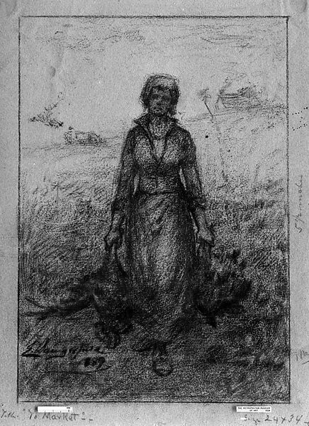 To Market, Elliott Daingerfield (American, Harpers Ferry, West Virginia 1859–1932), Charcoal on gray, oatmeal laid paper, American