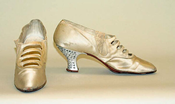 Pumps, silk, metal, leather, glass, American 