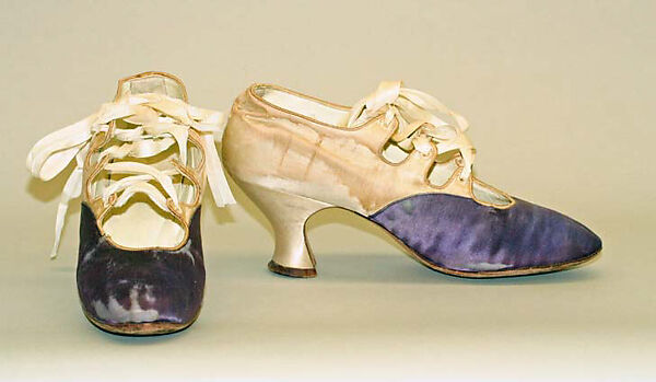 Shoes, silk, leather, American 