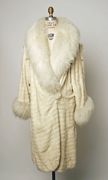 Coat, fur, silk, American or European 