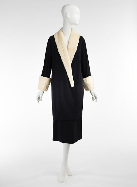 Ensemble, House of Lanvin (French, founded 1889), wool, ermine, French 