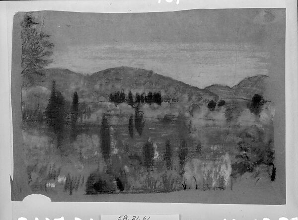 Across the Valley, Arthur B. Davies (American, Utica, New York 1862–1928 Florence), Pastel on bright blue Japanese paper, American