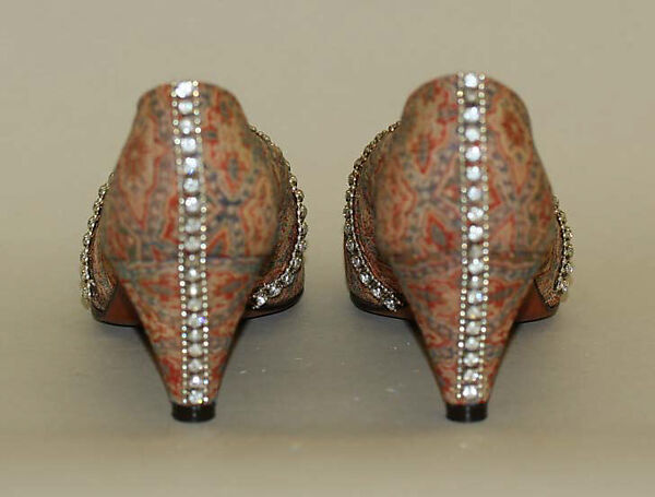 Evening shoes, Herbert Levine Inc. (American, founded 1949), leather, cotton, glass, American