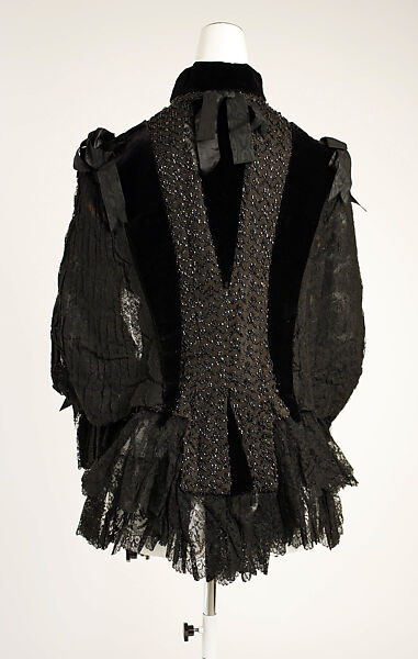 Bodice, silk, jet, American or European