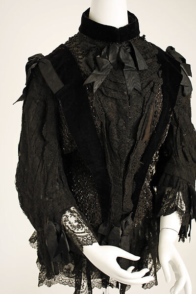 Bodice, silk, jet, American or European
