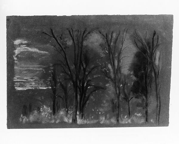 Autumn Woods, Arthur B. Davies (American, Utica, New York 1862–1928 Florence), Pastel on dark brown wove paper, American