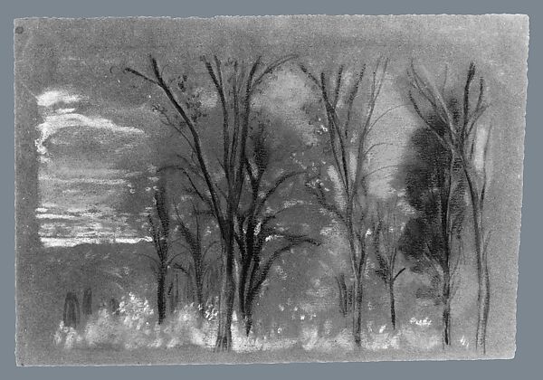 Autumn Woods, Arthur B. Davies (American, Utica, New York 1862–1928 Florence), Pastel on dark brown wove paper, American