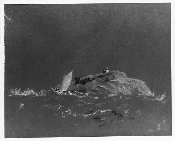 Bear Island Light, Arthur B. Davies (American, Utica, New York 1862–1928 Florence), Pastel on blue wove paper, American