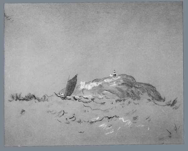 Bear Island Light, Arthur B. Davies (American, Utica, New York 1862–1928 Florence), Pastel on blue wove paper, American